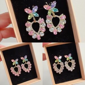 Butterfly with sweet heart crystal earrings